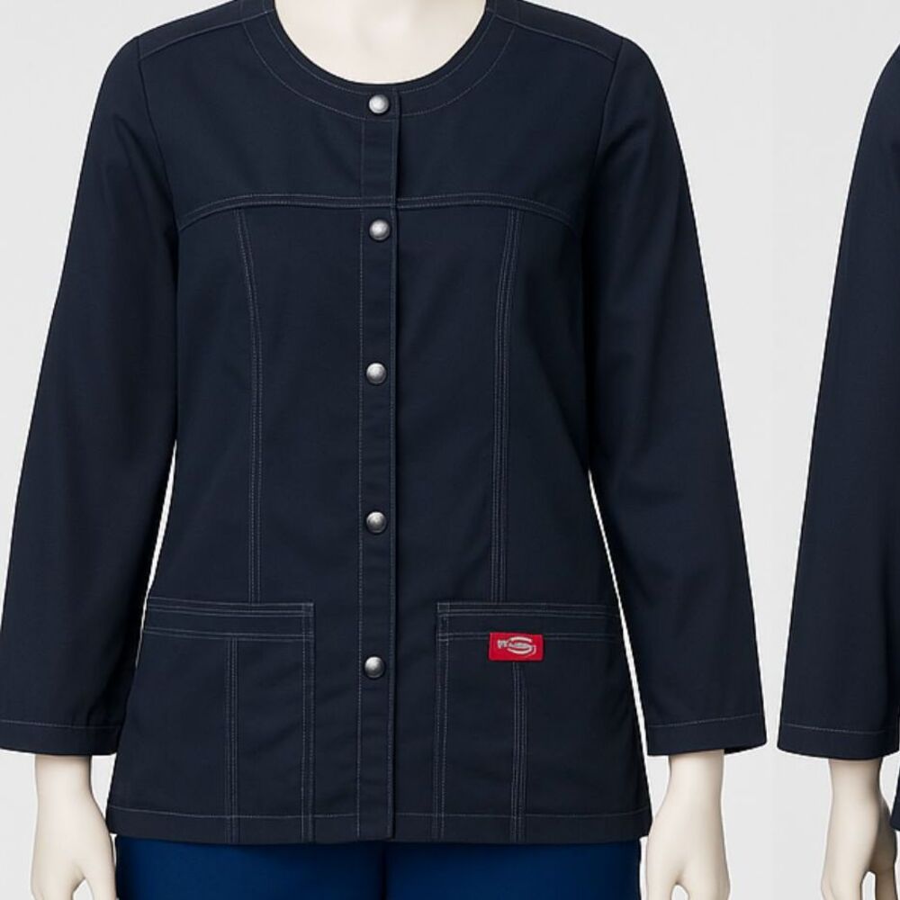 Dickies Scrubs Top Long Sleeve Snap Down Women’s Jacket small see measurements